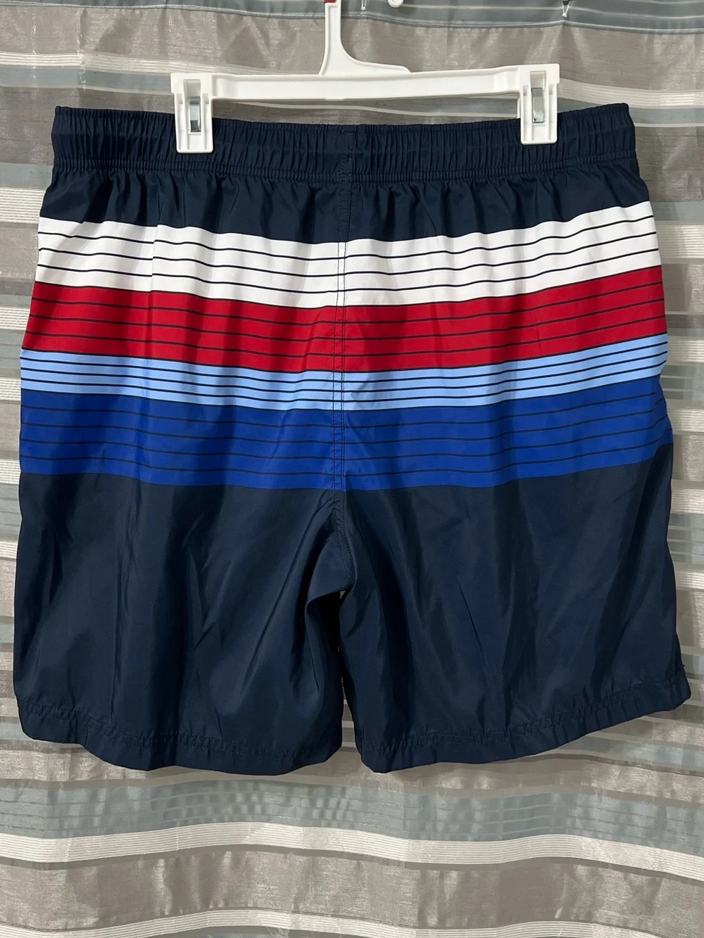 Nautica Navy Swim Shorts with Red, White & Blue Stripes